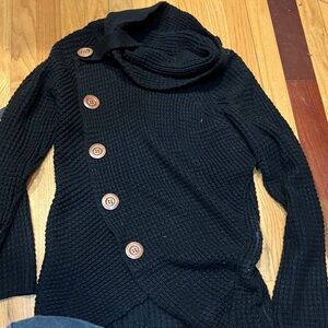 Elegant Black Button-Up Women's Sweater